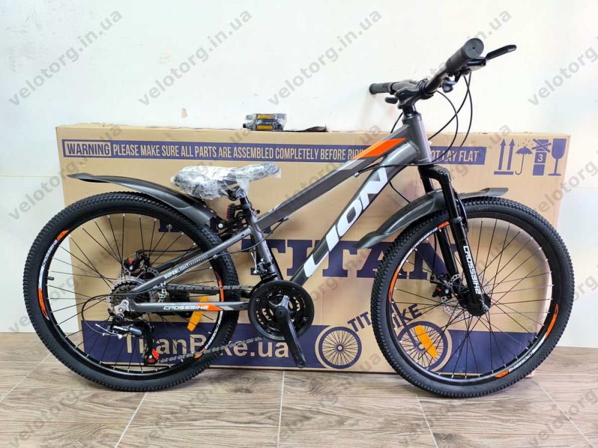 Велосипед Crossbike 24" Lion 2025 Рама 11" grey-orange