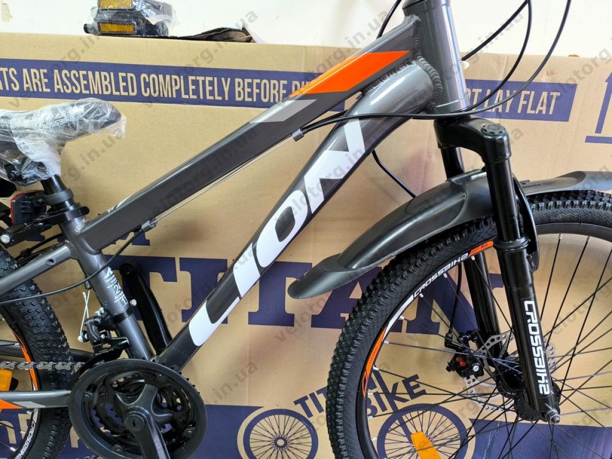 Велосипед Crossbike 24" Lion 2025 Рама 11" grey-orange