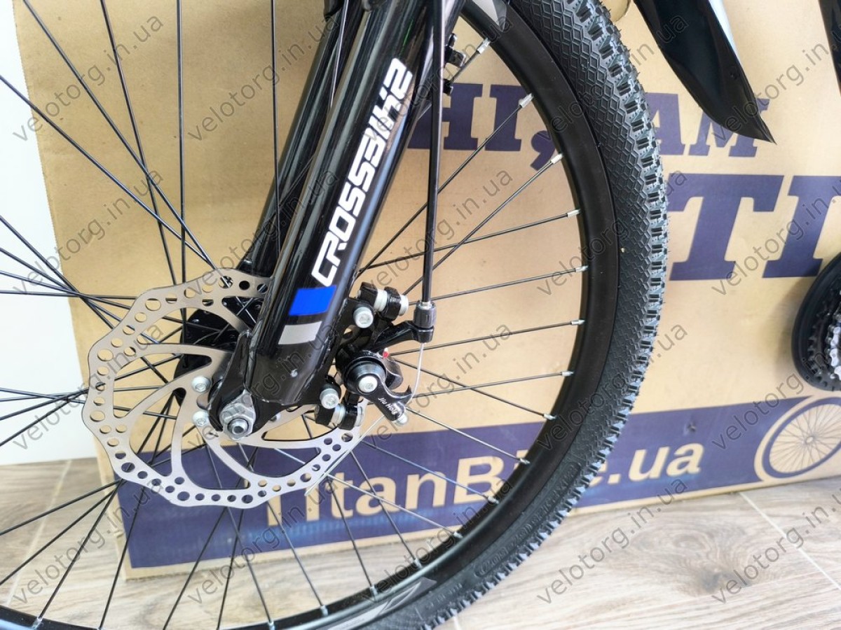 Велосипед Crossbike 24" Next 2025 Рама 12" black-blue — надійний гірський байк для підлітків