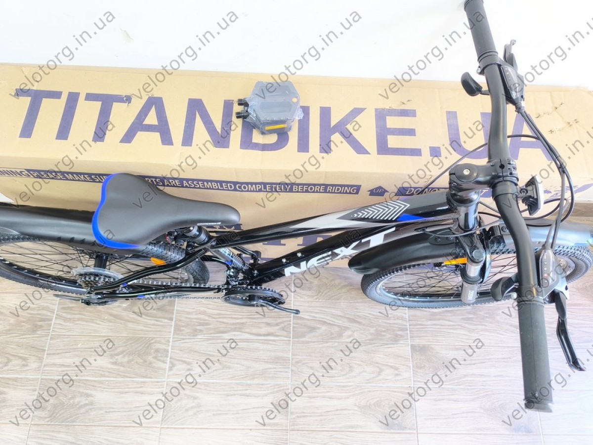 Велосипед Crossbike 24" Next 2025 Рама 12" black-blue — надійний гірський байк для підлітків