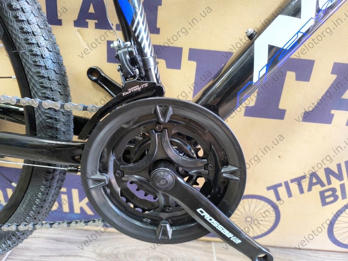 Велосипед Crossbike 24" Next 2025 Рама 12" black-blue — надійний гірський байк для підлітків