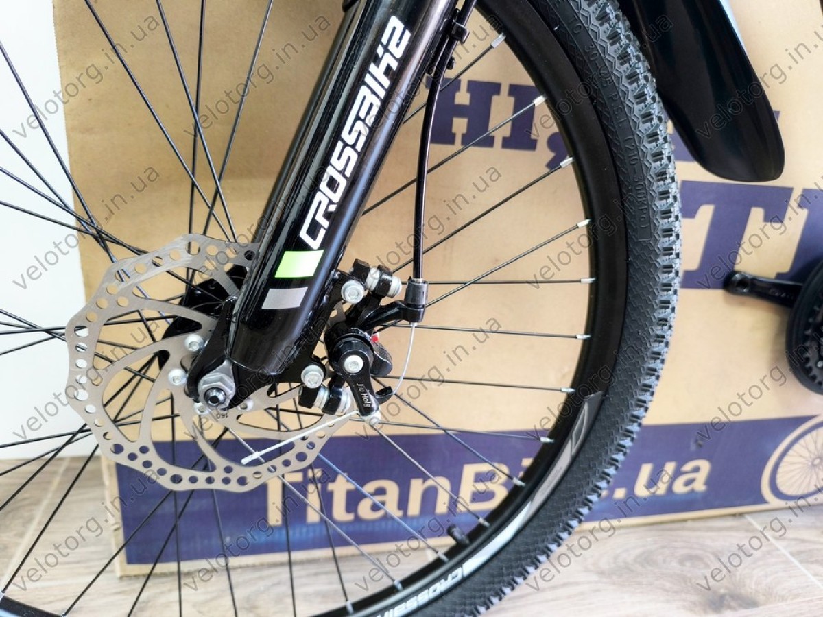 Велосипед Crossbike 24" Next 2025 Рама 12" black-green — надійний гірський байк для підлітків