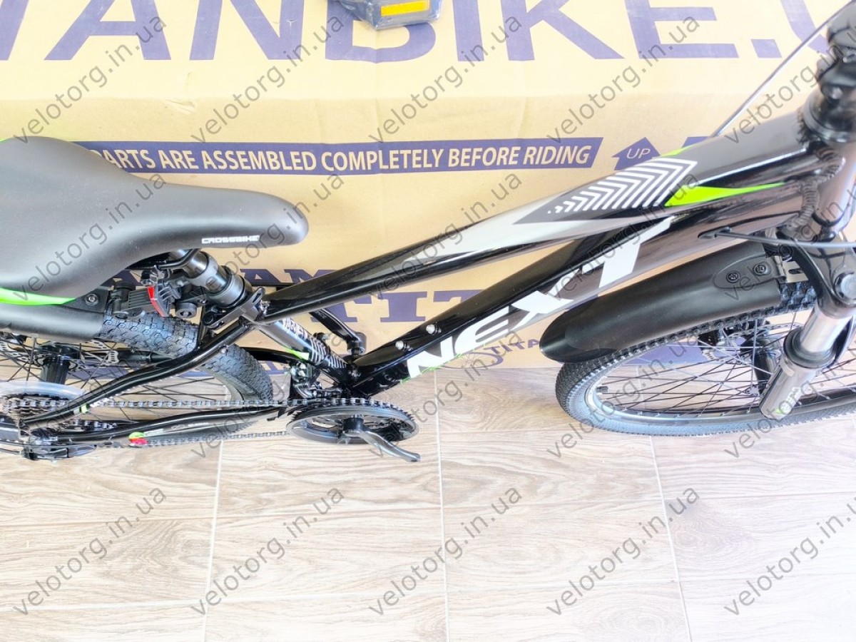 Велосипед Crossbike 24" Next 2025 Рама 12" black-green — надійний гірський байк для підлітків