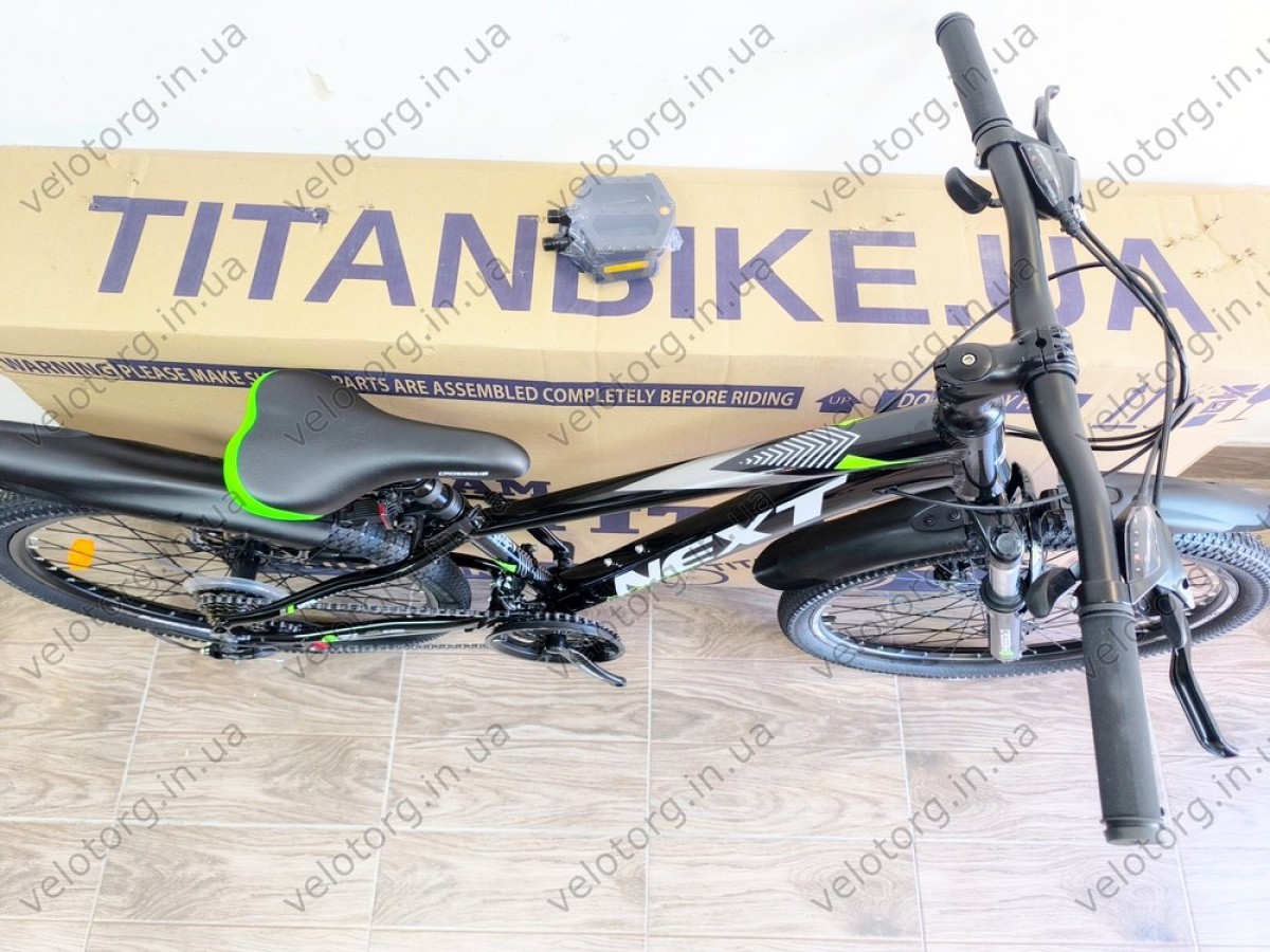 Велосипед Crossbike 24" Next 2025 Рама 12" black-green — надійний гірський байк для підлітків