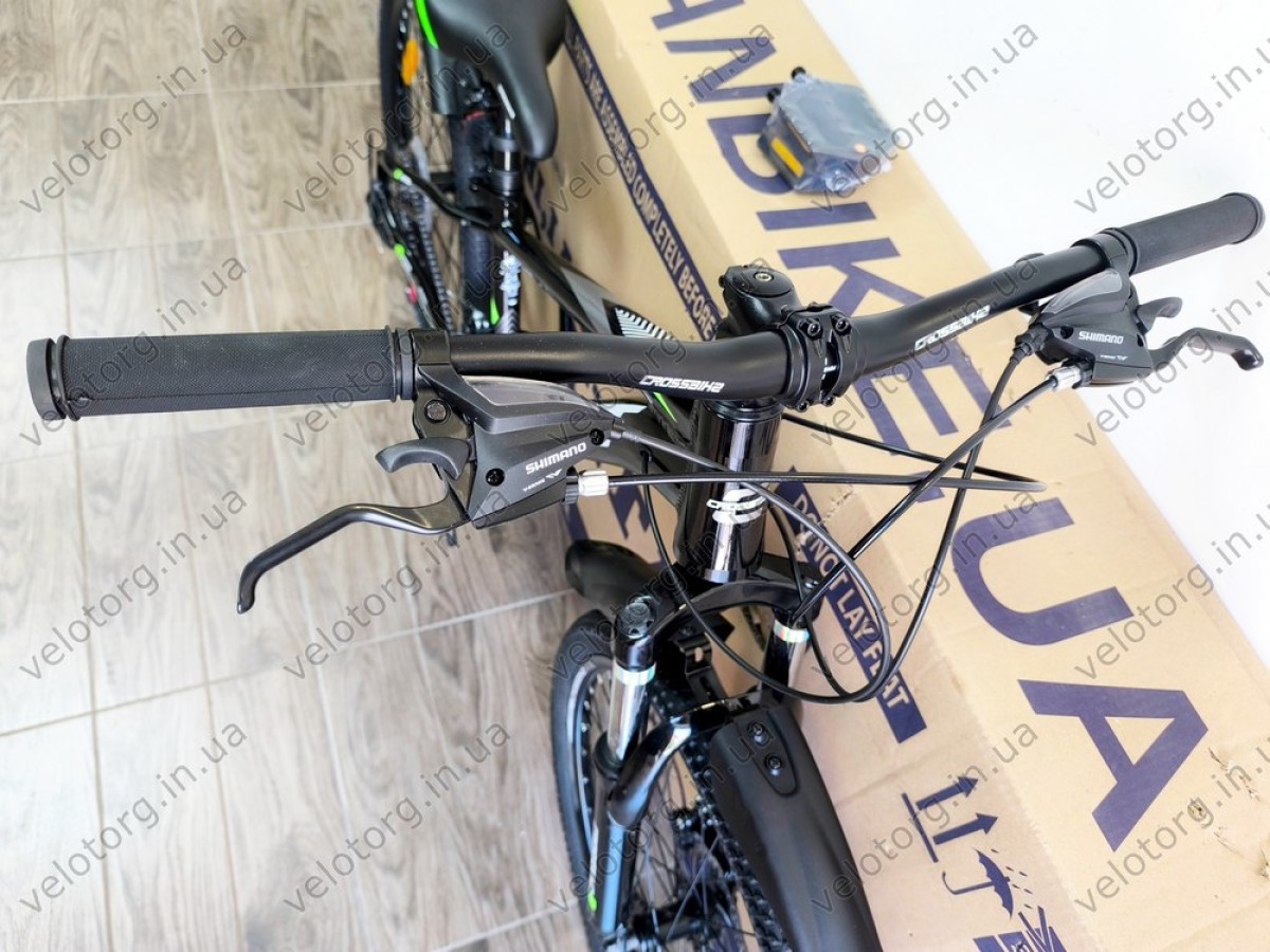 Велосипед Crossbike 24" Next 2025 Рама 12" black-green — надійний гірський байк для підлітків