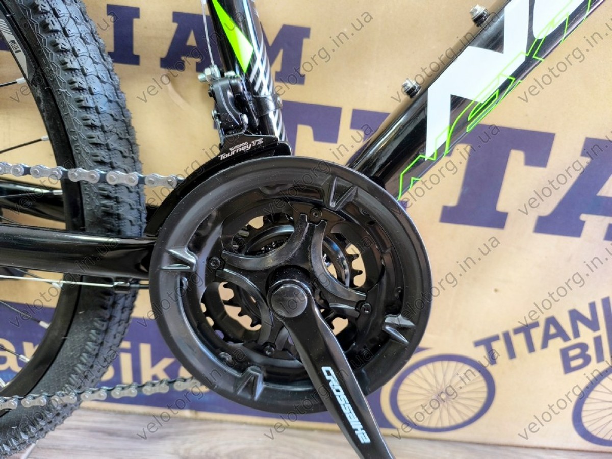 Велосипед Crossbike 24" Next 2025 Рама 12" black-green — надійний гірський байк для підлітків
