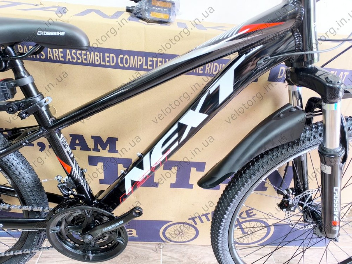 Велосипед Crossbike 24" Next 2025 Рама 12" black-red — надійний гірський байк для підлітків