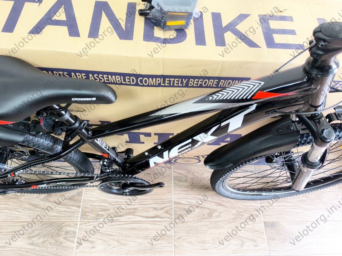 Велосипед Crossbike 24" Next 2025 Рама 12" black-red — надійний гірський байк для підлітків
