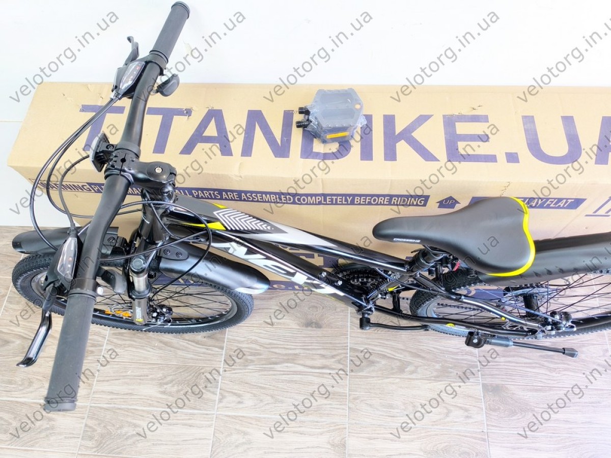 Велосипед Crossbike 24" Next 2025 Рама 12" black-yellow — надійний гірський байк для підлітків