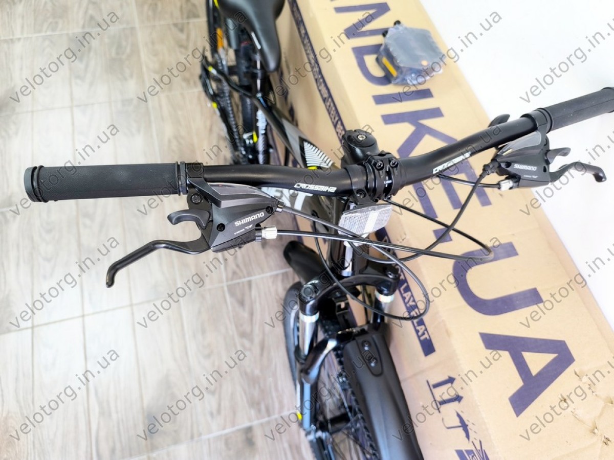 Велосипед Crossbike 24" Next 2025 Рама 12" black-yellow — надійний гірський байк для підлітків