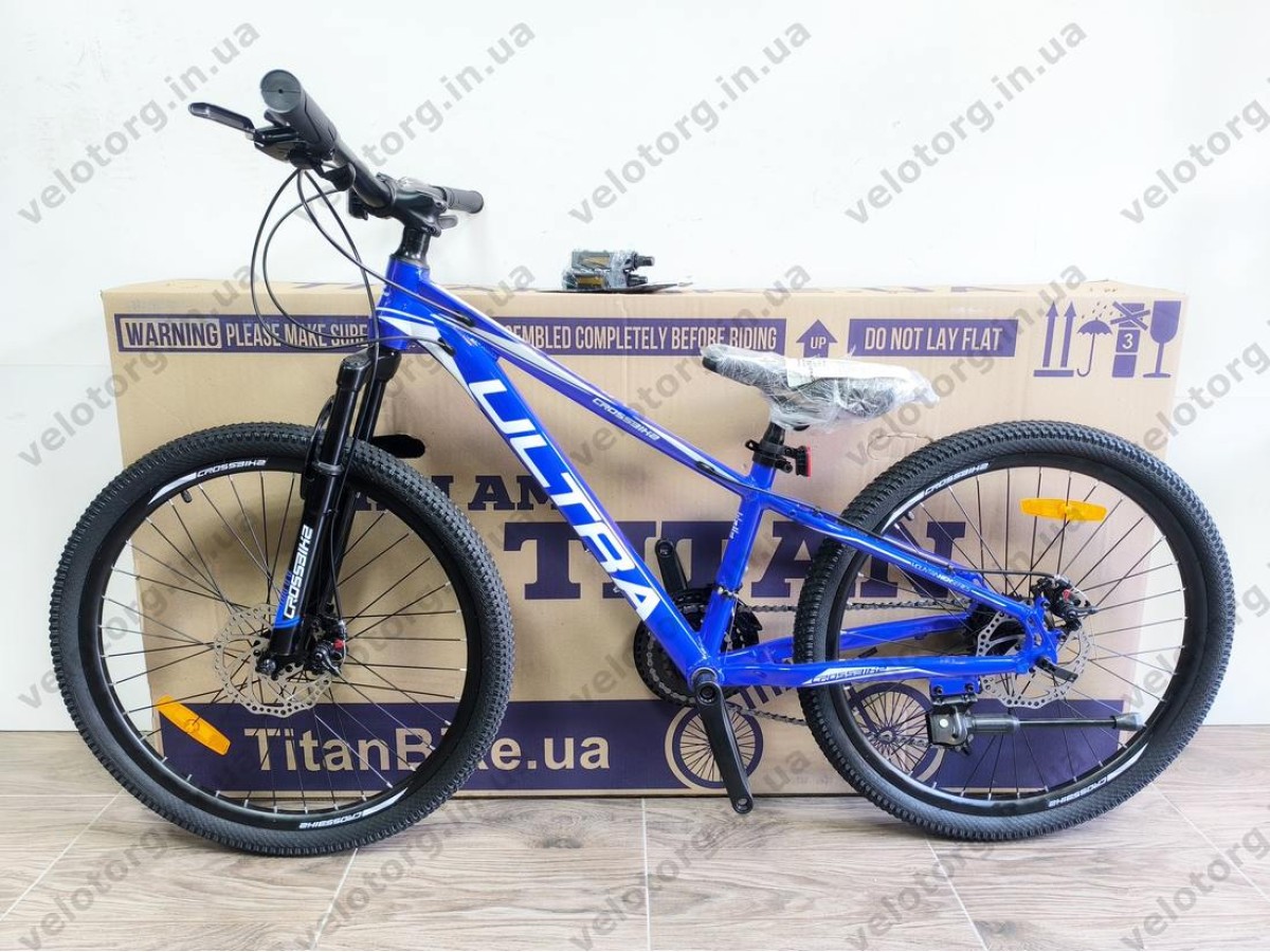 Велосипед Crossbike 24" Ultra 2026 Рама 12" blue-white алюмінієвий