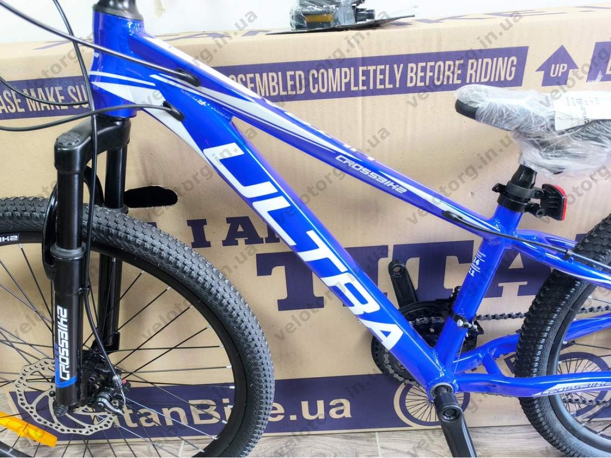 Велосипед Crossbike 24" Ultra 2026 Рама 12" blue-white алюмінієвий