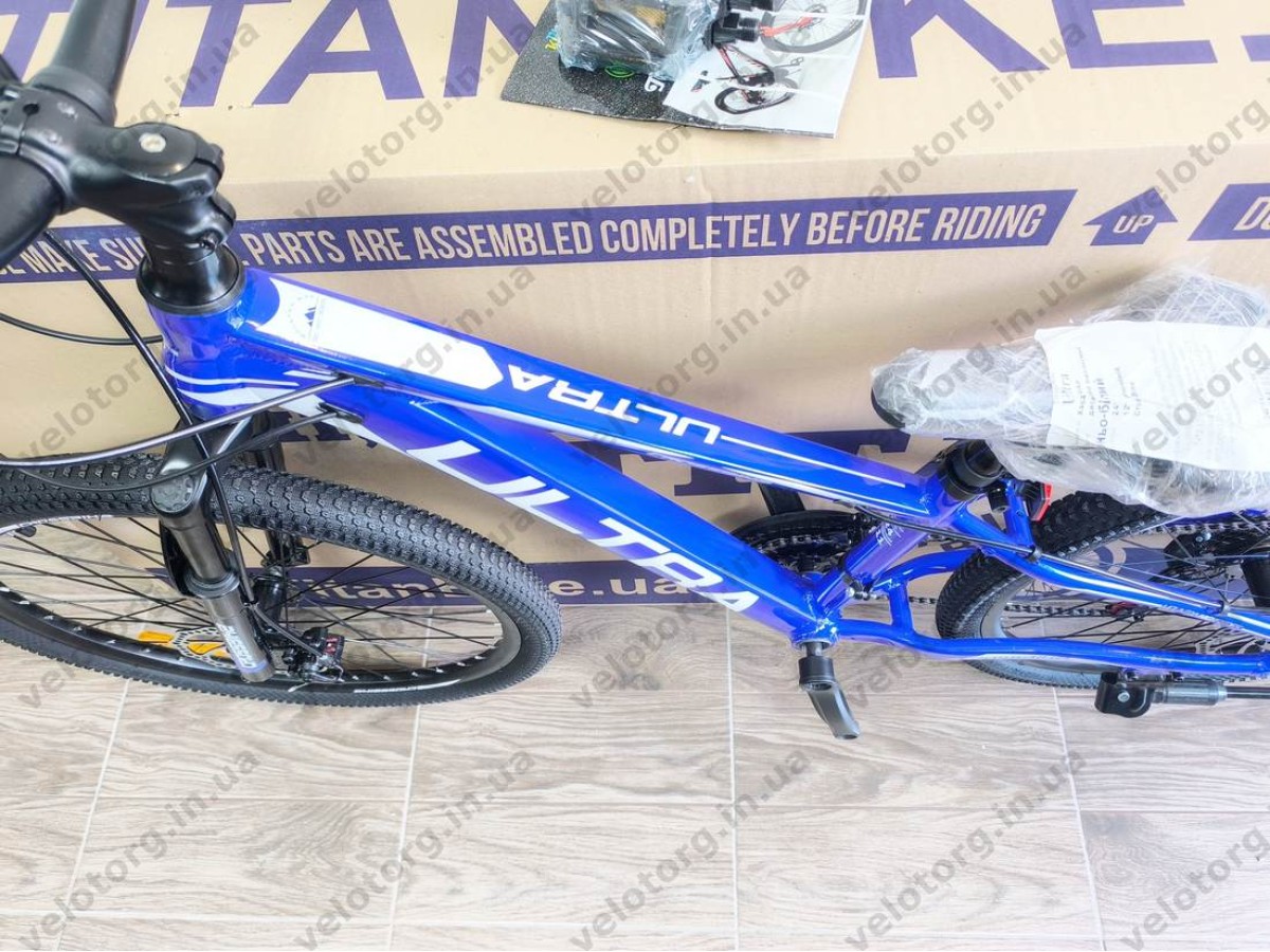 Велосипед Crossbike 24" Ultra 2026 Рама 12" blue-white алюмінієвий