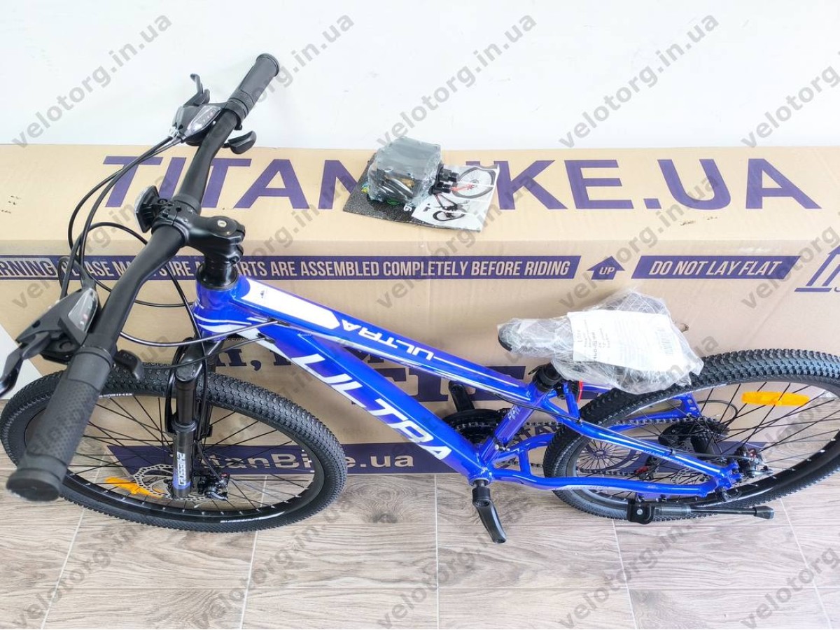 Велосипед Crossbike 24" Ultra 2026 Рама 12" blue-white алюмінієвий