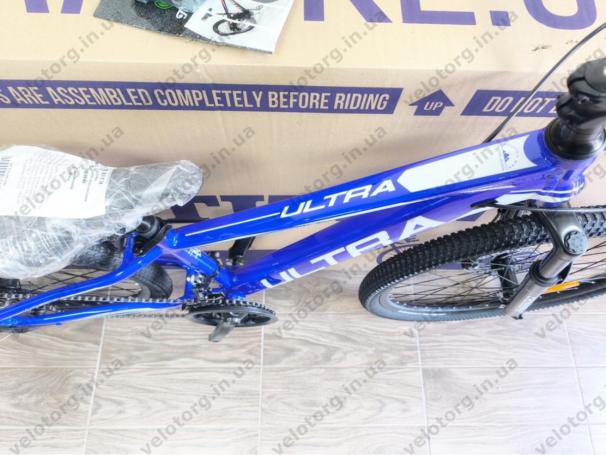 Велосипед Crossbike 24" Ultra 2026 Рама 12" blue-white алюмінієвий