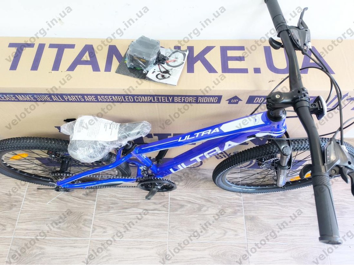 Велосипед Crossbike 24" Ultra 2026 Рама 12" blue-white алюмінієвий