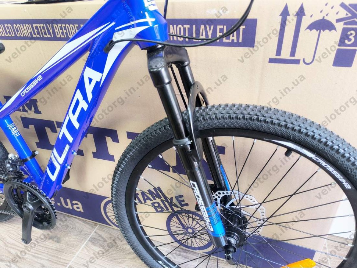 Велосипед Crossbike 24" Ultra 2026 Рама 12" blue-white алюмінієвий