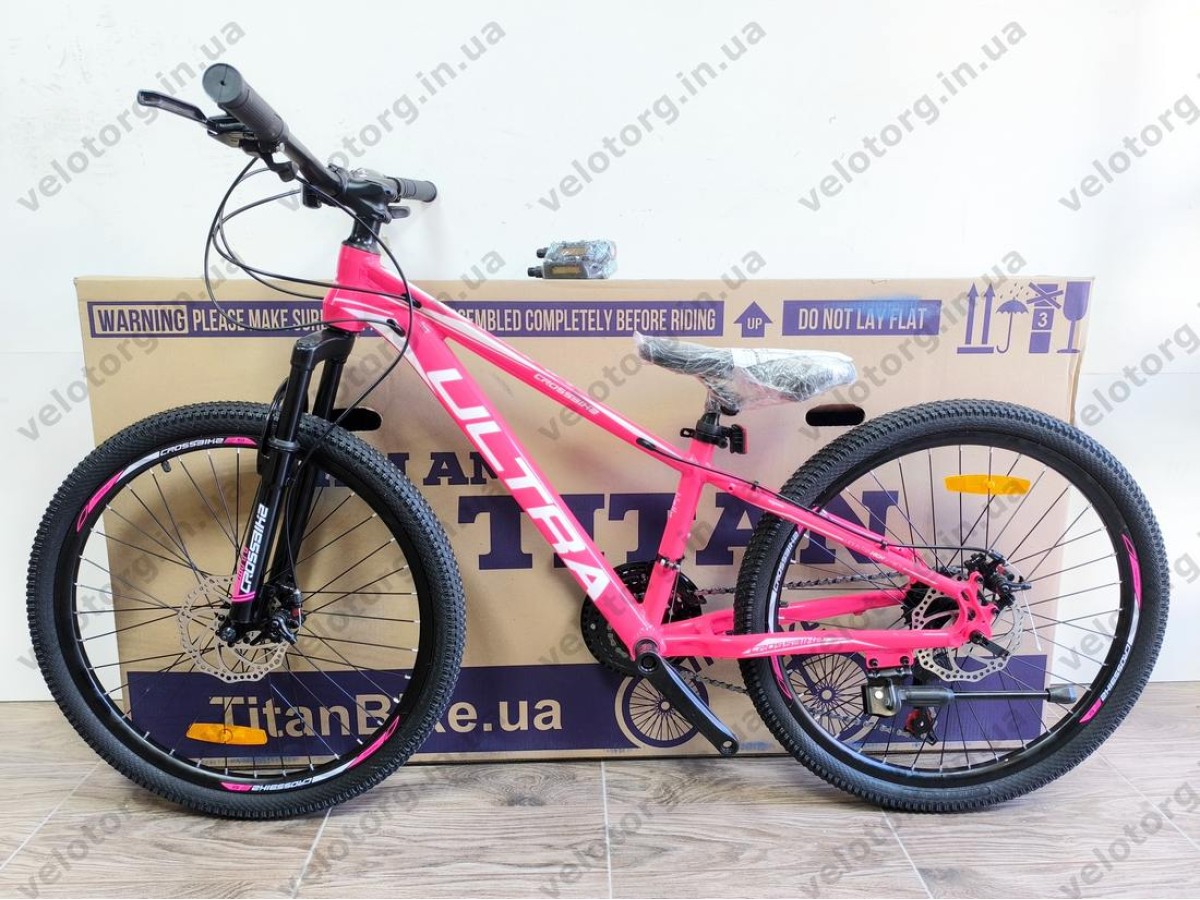 Велосипед Crossbike 24" Ultra 2026 Рама 12" pink-white рожевий