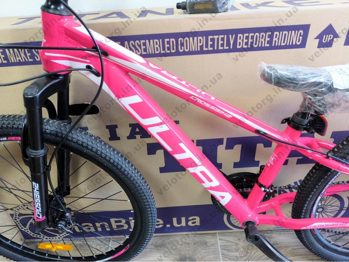Велосипед Crossbike 24" Ultra 2026 Рама 12" pink-white рожевий