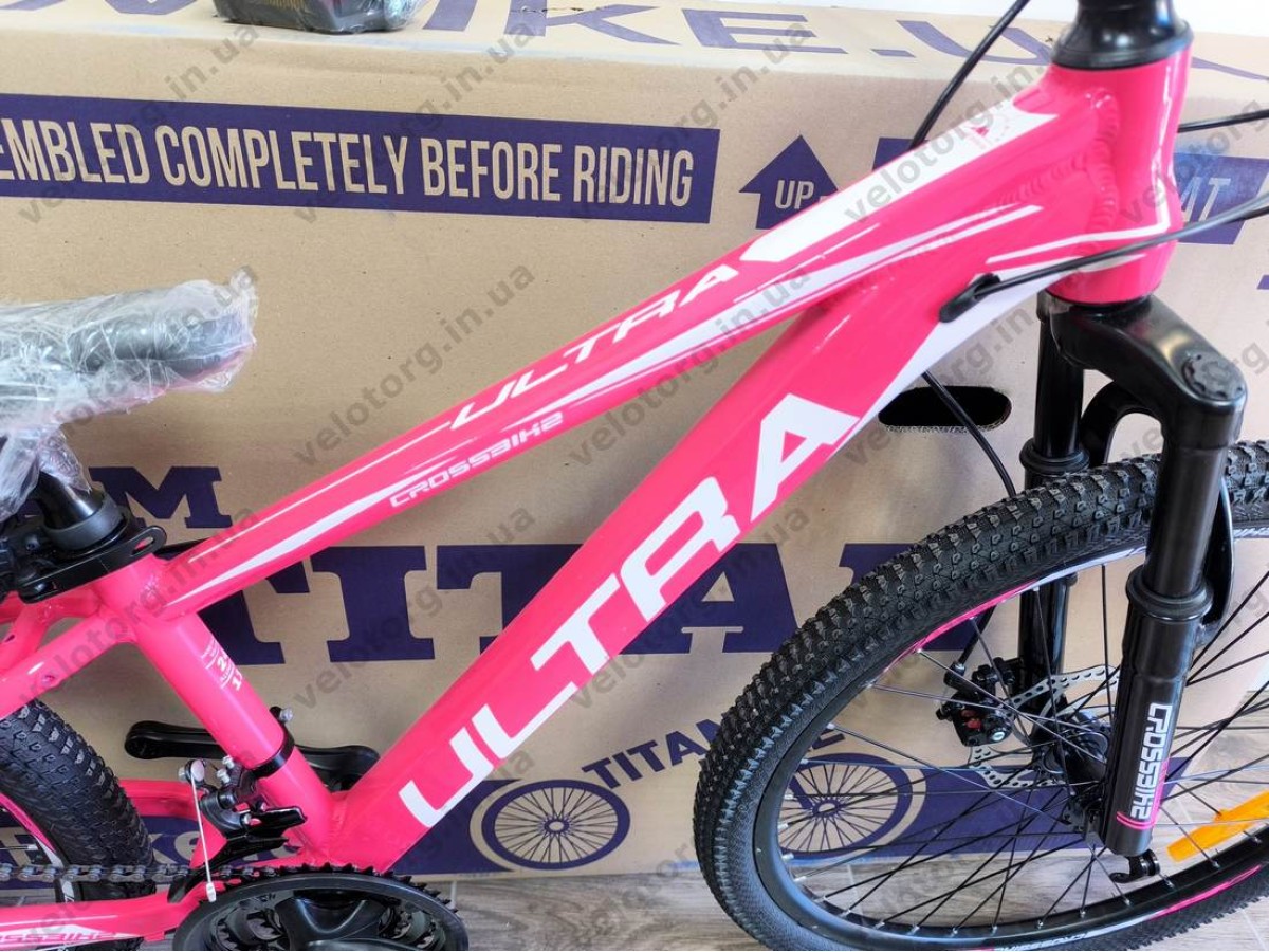 Велосипед Crossbike 24" Ultra 2026 Рама 12" pink-white рожевий