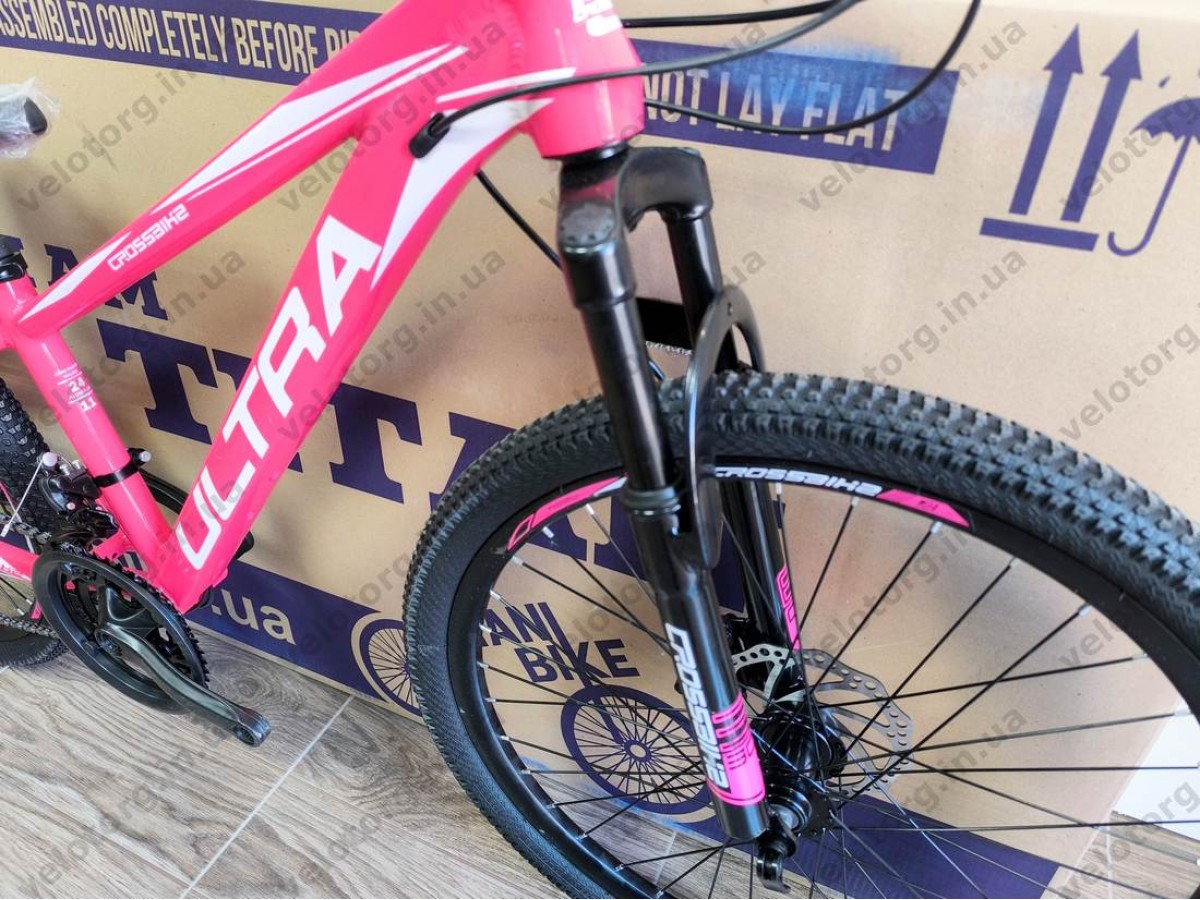 Велосипед Crossbike 24" Ultra 2026 Рама 12" pink-white рожевий