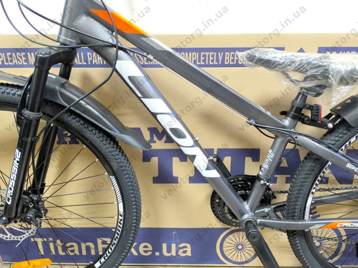 Велосипед Crossbike 26" Lion 2025 Рама 12" grey-orange, Сіро-оранжевий