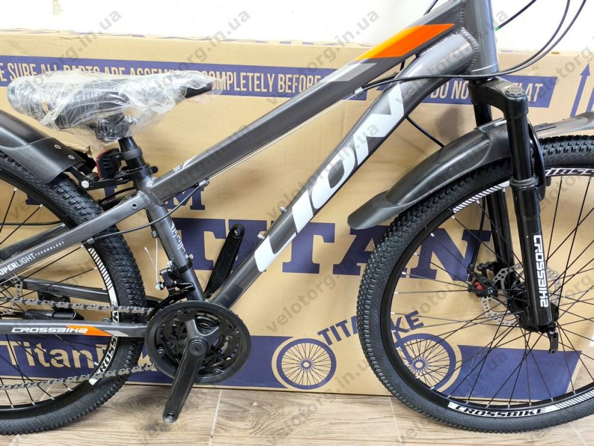 Велосипед Crossbike 26" Lion 2025 Рама 12" grey-orange, Сіро-оранжевий