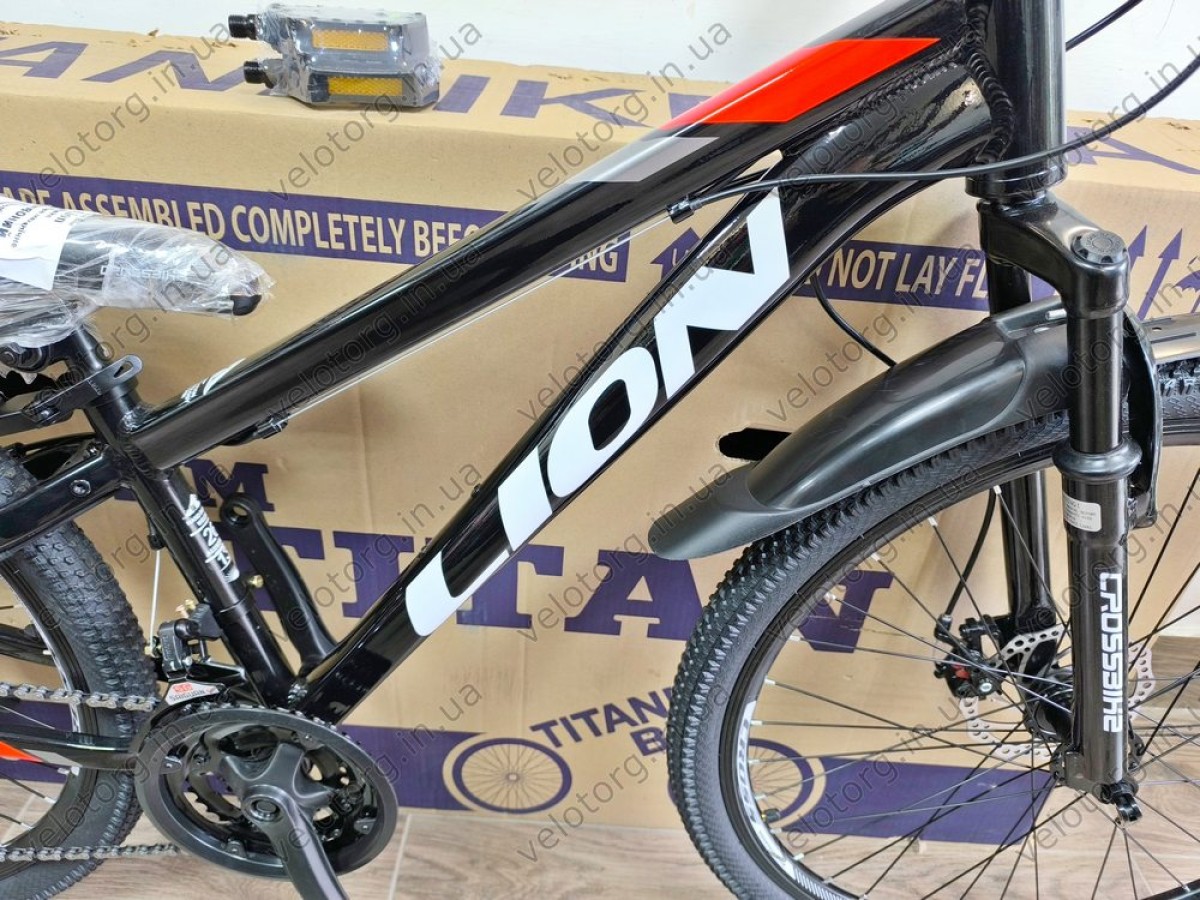 Велосипед Crossbike 26" Lion 2025 - Рама 13", Чорно-червоний