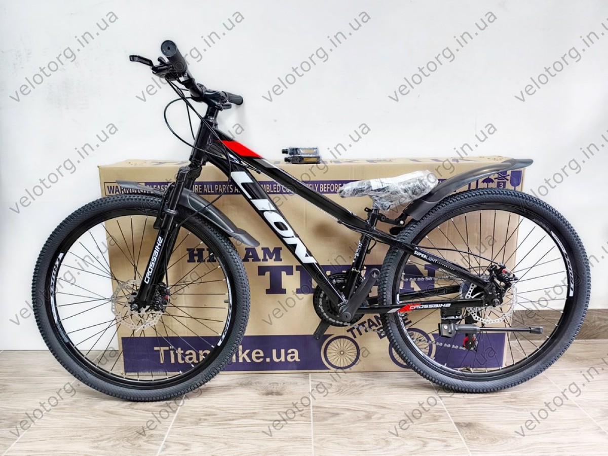 Велосипед Crossbike 26" Lion 2025 - Рама 13", Чорно-червоний