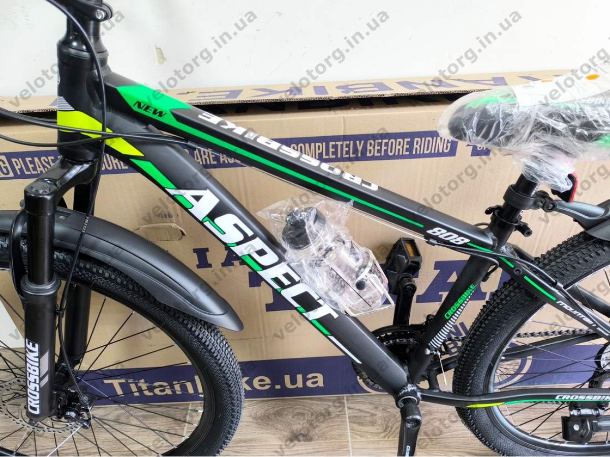 Велосипед CrossBike 27.5" Aspect рама 15" black-green — надійний гірський велосипед для активних поїздок