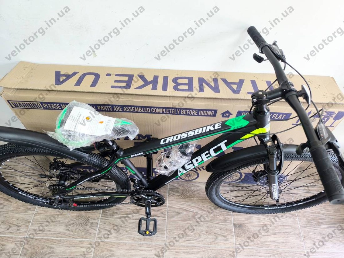 Велосипед CrossBike 27.5" Aspect рама 15" black-green — надійний гірський велосипед для активних поїздок