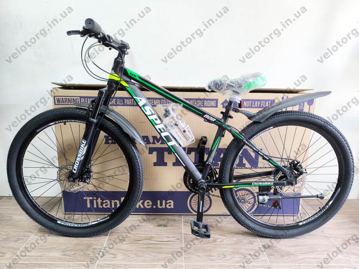 Велосипед CrossBike 27.5" Aspect рама 15" black-green — надійний гірський велосипед для активних поїздок