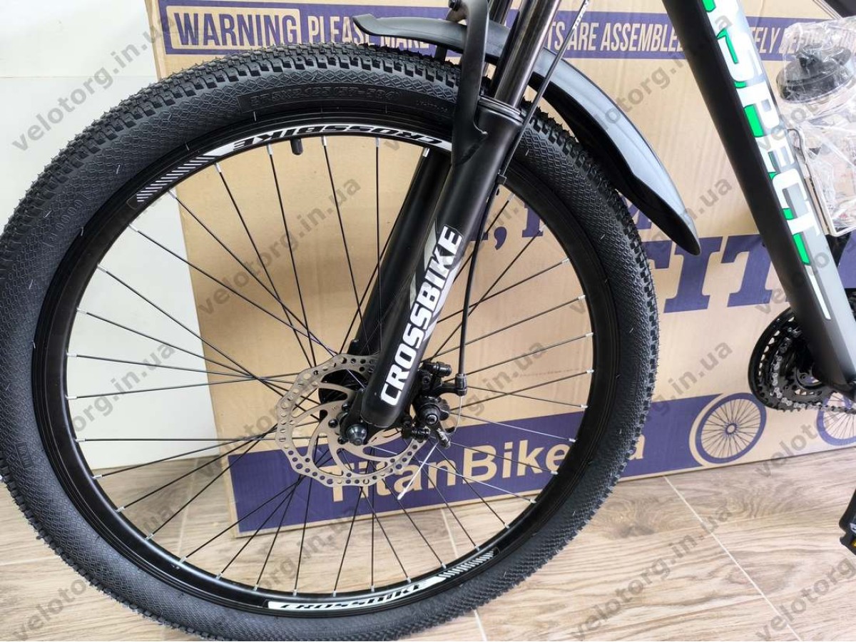 Велосипед CrossBike 27.5" Aspect рама 15" black-green — надійний гірський велосипед для активних поїздок