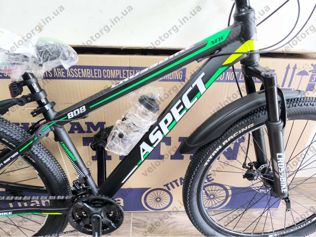 Велосипед CrossBike 27.5" Aspect рама 15" black-green — надійний гірський велосипед для активних поїздок