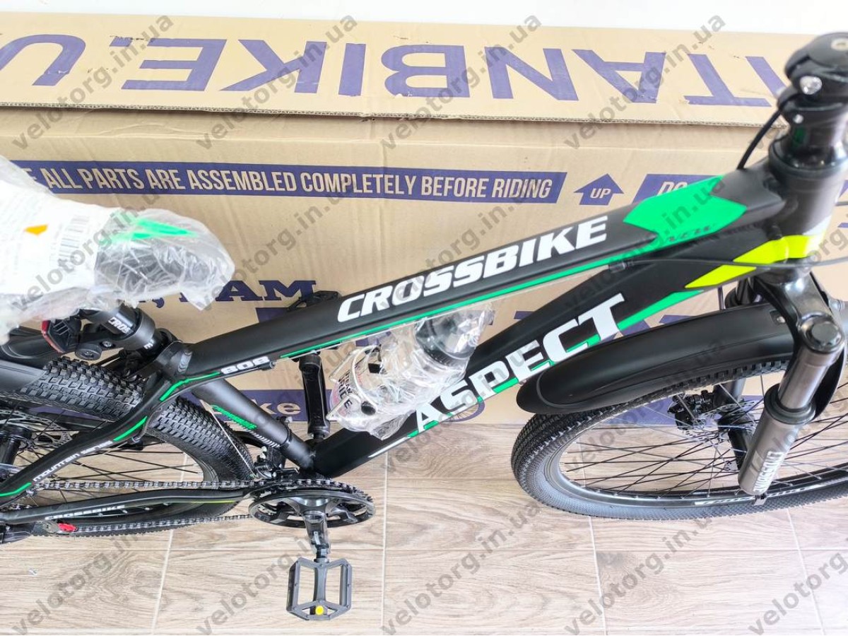 Велосипед CrossBike 27.5" Aspect рама 15" black-green — надійний гірський велосипед для активних поїздок