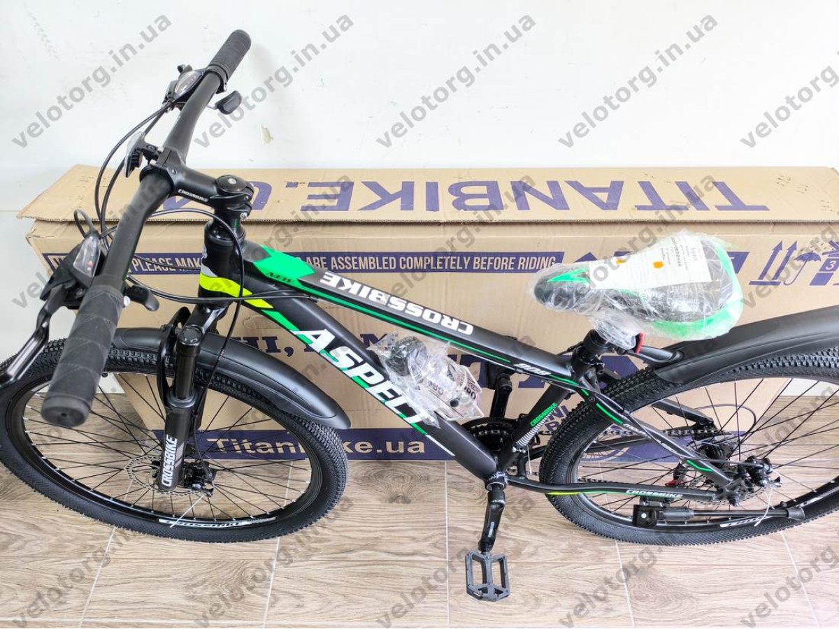 Велосипед CrossBike 27.5" Aspect рама 15" black-green — надійний гірський велосипед для активних поїздок