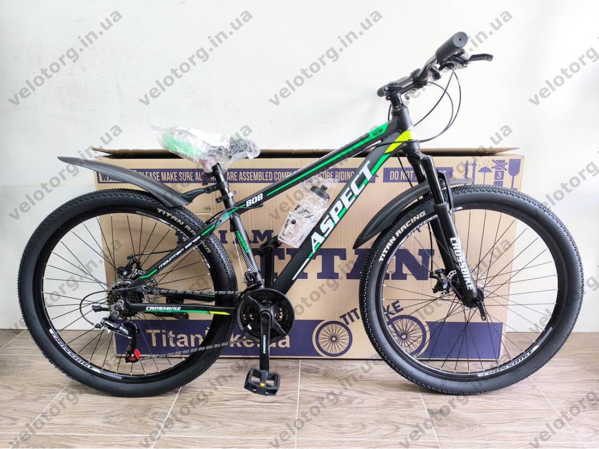 Велосипед CrossBike 27.5" Aspect рама 15" black-green — надійний гірський велосипед для активних поїздок