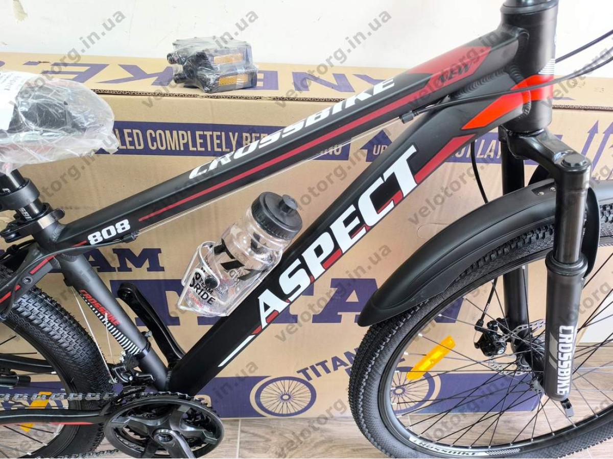 Велосипед CrossBike 27.5" Aspect рама 15" black-red — надійний гірський велосипед для активних поїздок