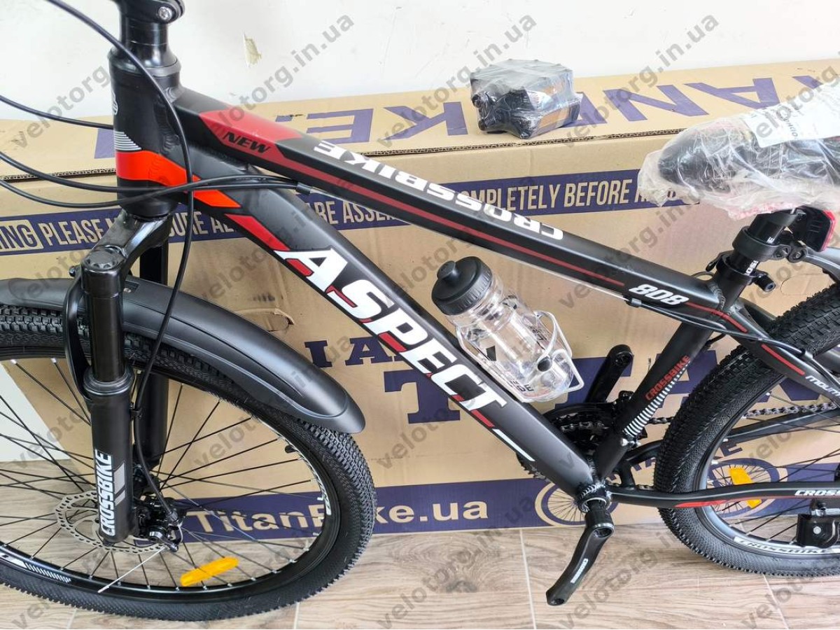 Велосипед CrossBike 27.5" Aspect рама 15" black-red — надійний гірський велосипед для активних поїздок