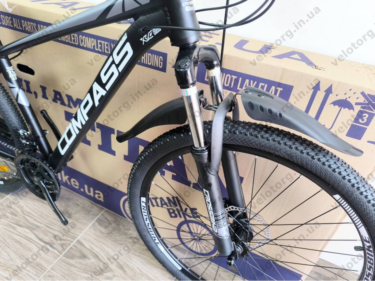 Велосипед Crossbike 27.5" Compass Рама 17" black-gray