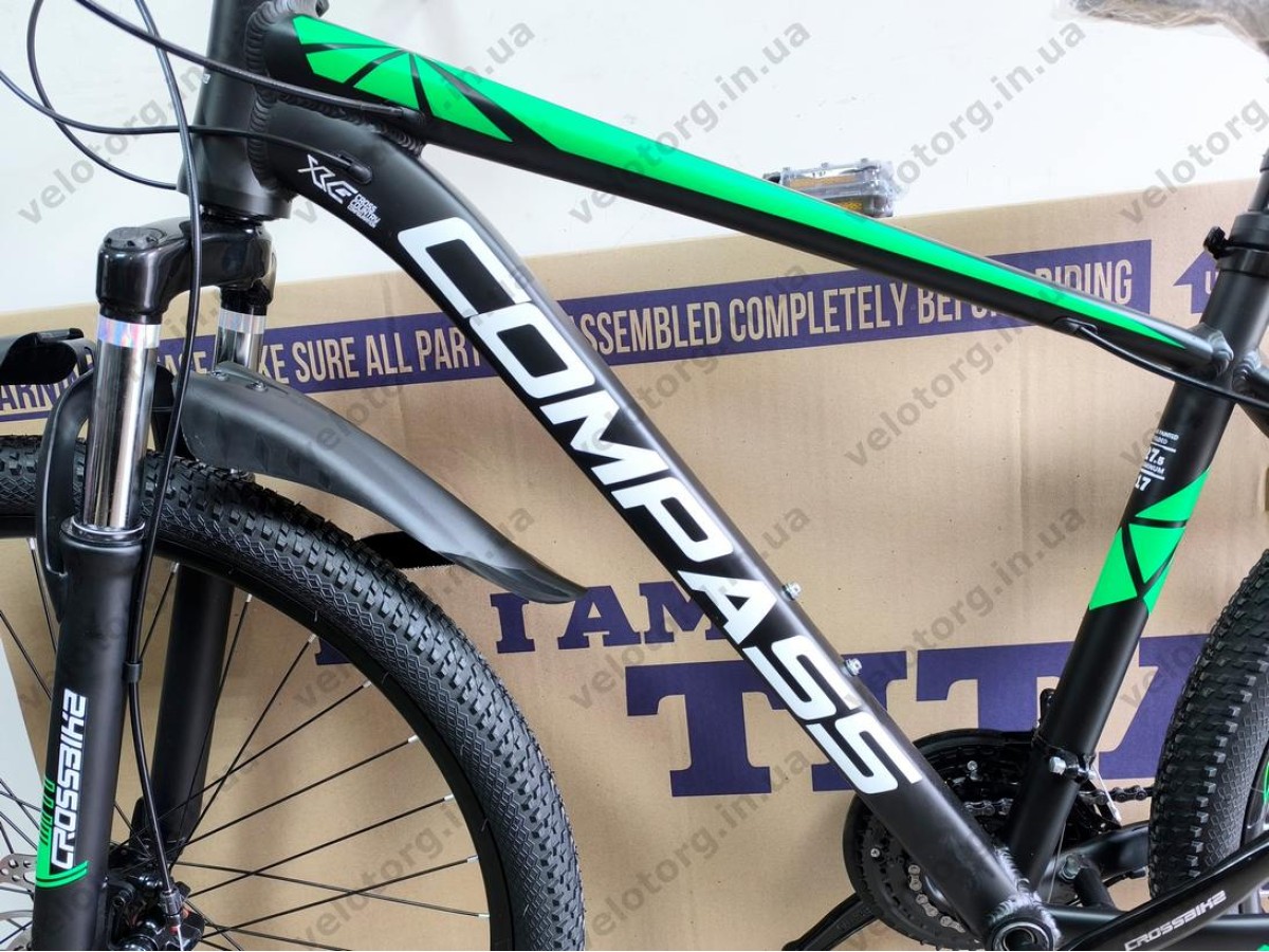 Велосипед Crossbike 27.5" Compass Рама 17" black-green