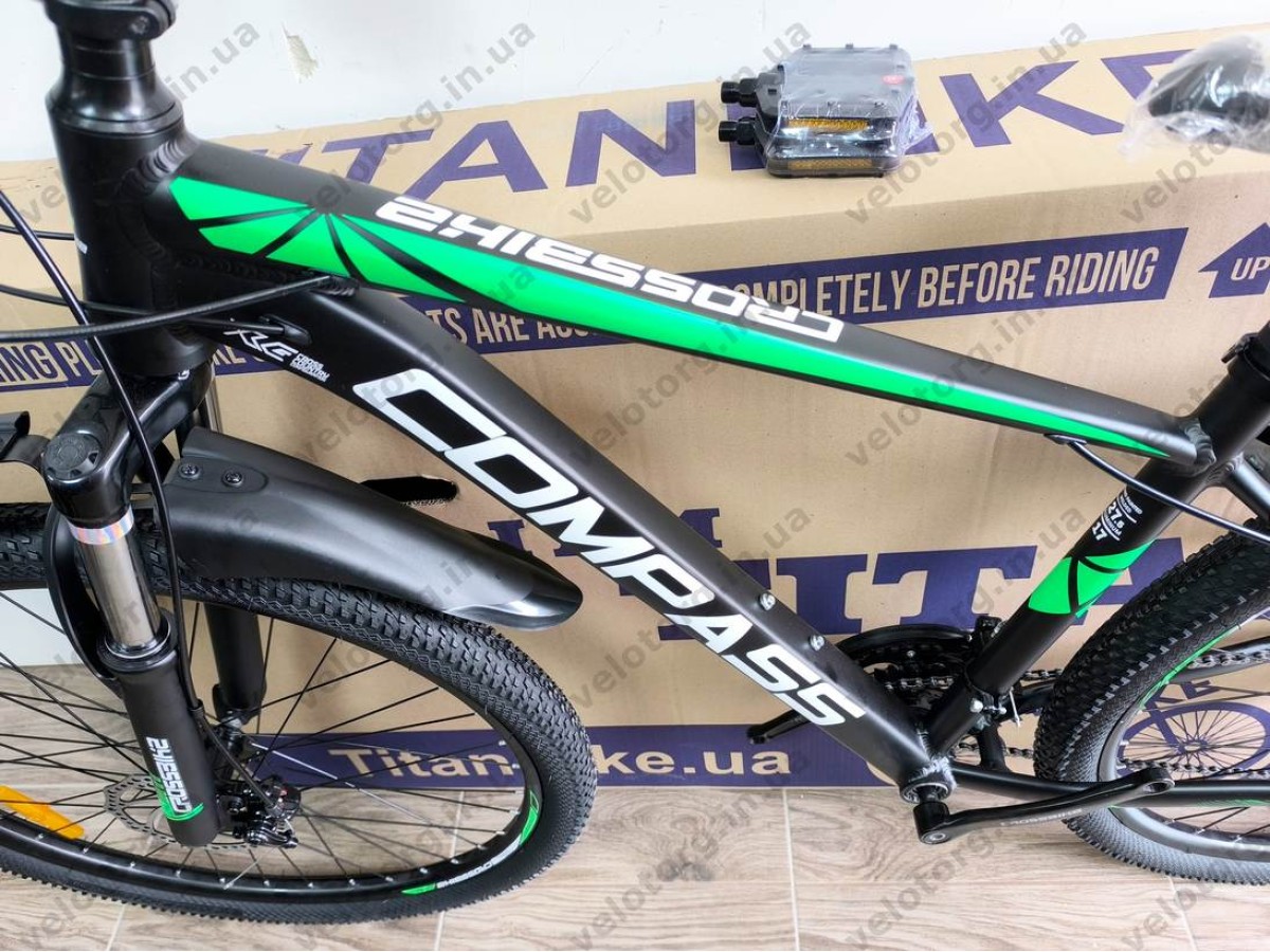 Велосипед Crossbike 27.5" Compass Рама 17" black-green