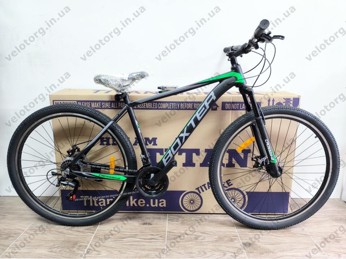 Купити велосипед Crossbike Boxter 29″ рама 19″ black-green – гірський MTB— надійний гірський велосипед для активних поїздок