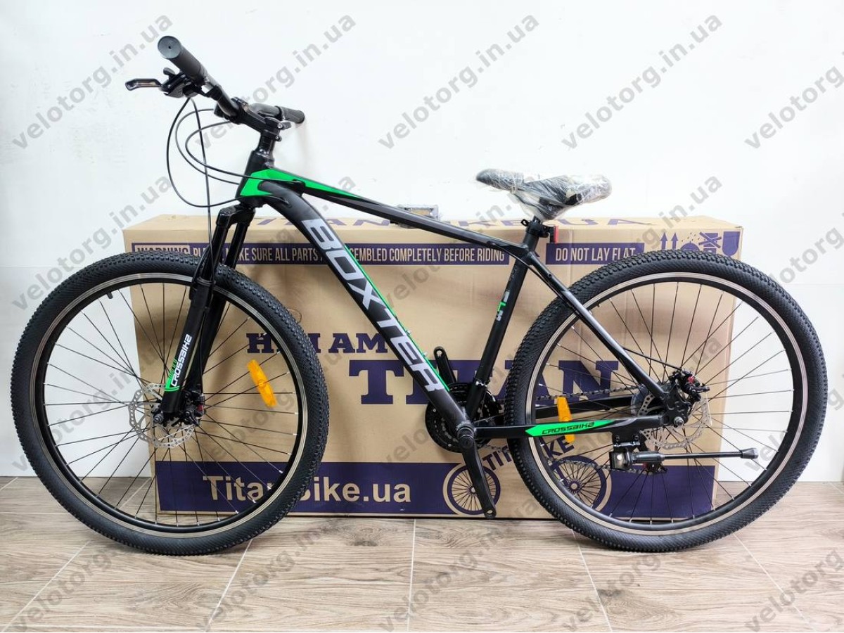 Купити велосипед Crossbike Boxter 29″ рама 19″ black-green – гірський MTB— надійний гірський велосипед для активних поїздок