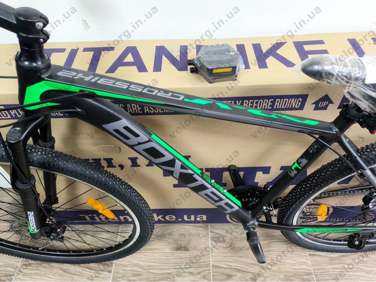 Купити велосипед Crossbike Boxter 29″ рама 19″ black-green – гірський MTB— надійний гірський велосипед для активних поїздок