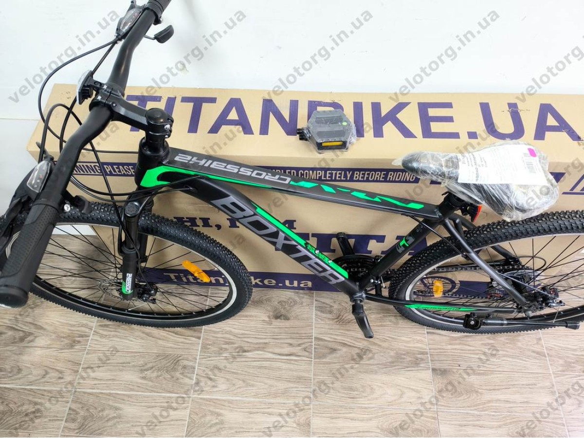 Купити велосипед Crossbike Boxter 29″ рама 19″ black-green – гірський MTB— надійний гірський велосипед для активних поїздок