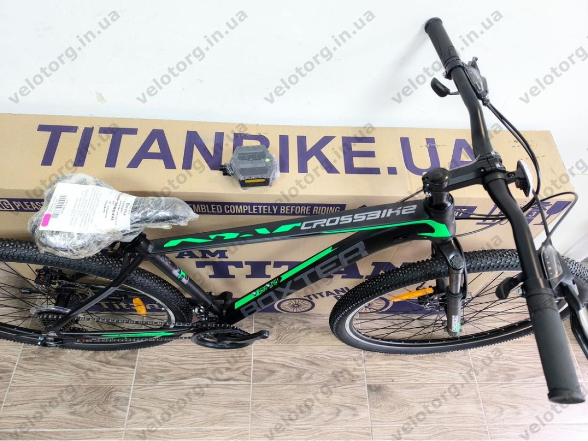 Купити велосипед Crossbike Boxter 29″ рама 19″ black-green – гірський MTB— надійний гірський велосипед для активних поїздок