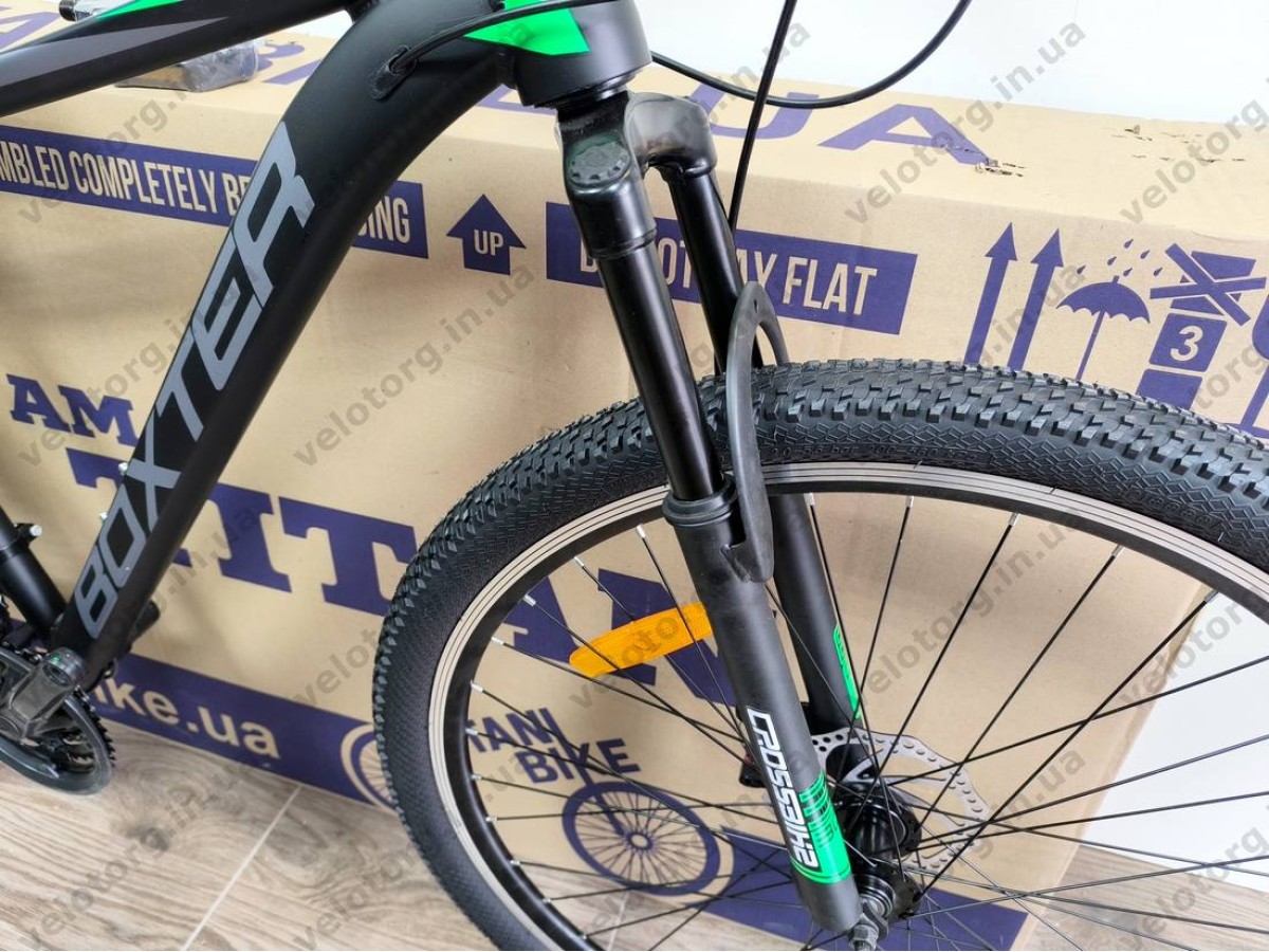 Купити велосипед Crossbike Boxter 29″ рама 19″ black-green – гірський MTB— надійний гірський велосипед для активних поїздок
