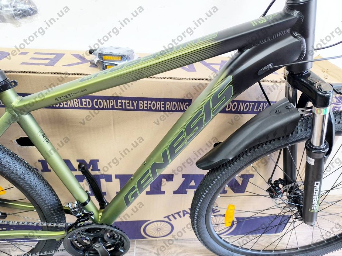 Велосипед CrossBike 29" Genesis рама 19" Black-Green 2026