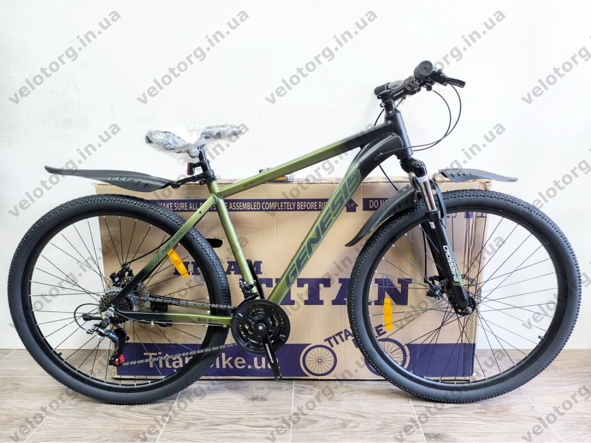 Велосипед CrossBike 29" Genesis рама 19" Black-Green 2026